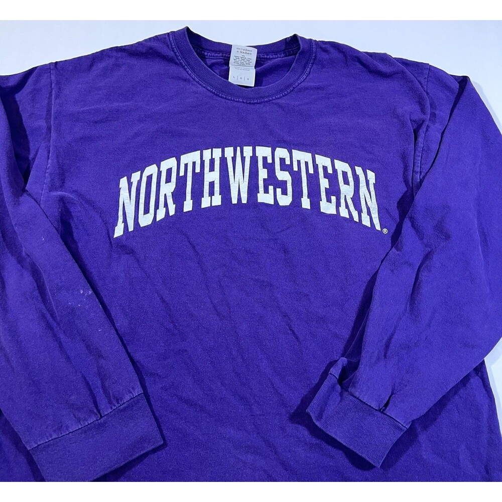 Lot of 2 Northwestern Wildcats Long Sleeve Purple Shirts Fanatics Gildan Large - Picture 4 of 16